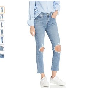 Levi's distressed high rise straight crop Jeans